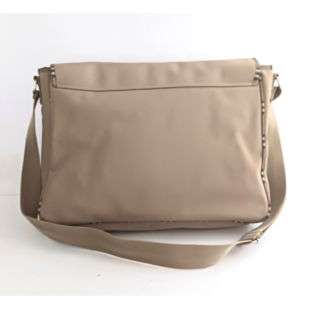 Burberry Fragrance Khaki Nylon Lg Messenger Bag Nova Check Piping Trim Adj Strap - Picture 6 of 16